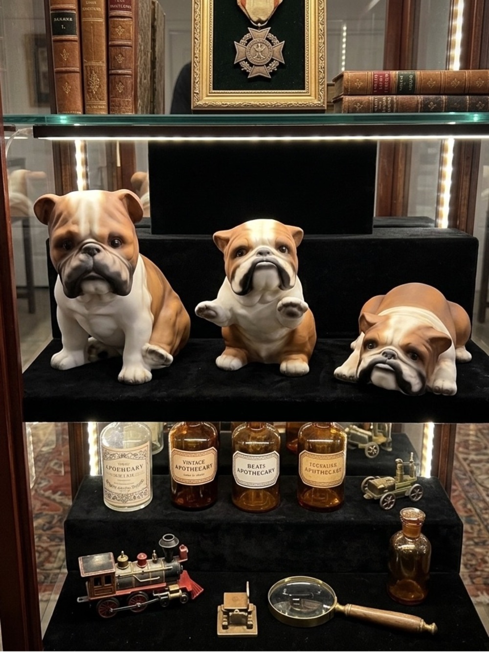Vintage Harvey Knox Japan Global Art Bulldog And Puppies Set